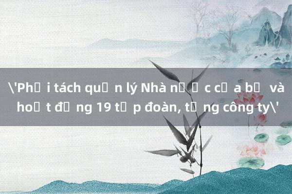 'Phải tách quản lý Nhà nước của bộ và hoạt động 19 tập đoàn, tổng công ty'