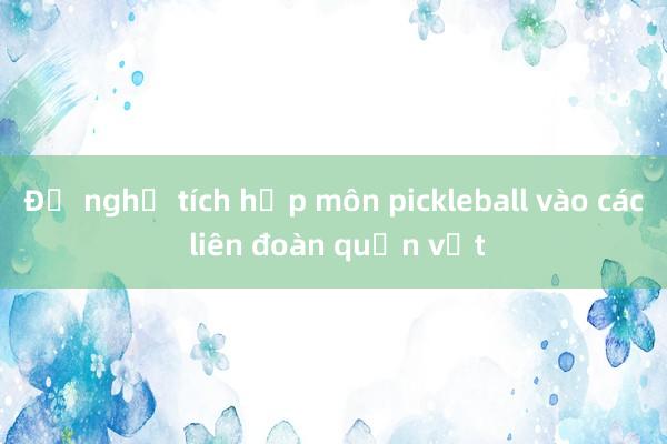 Đề nghị tích hợp môn pickleball vào các liên đoàn quần vợt